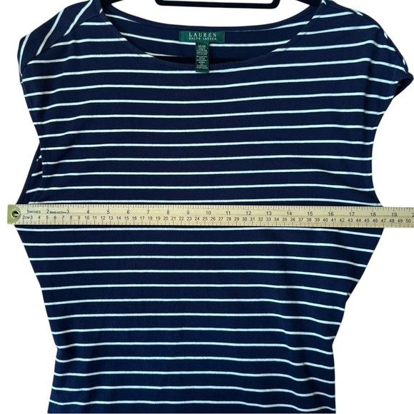Lauren Ralph Lauren Dress M Medium Stretch Stripe Cruise Resort Nautical  Belted - Picture 7 of 9